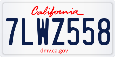 CA license plate 7LWZ558