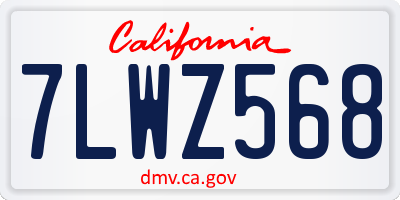 CA license plate 7LWZ568