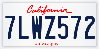 CA license plate 7LWZ572