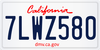 CA license plate 7LWZ580