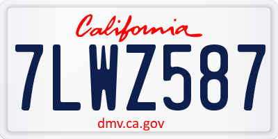 CA license plate 7LWZ587