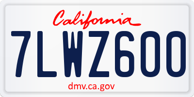 CA license plate 7LWZ600