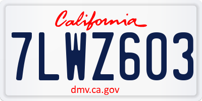 CA license plate 7LWZ603