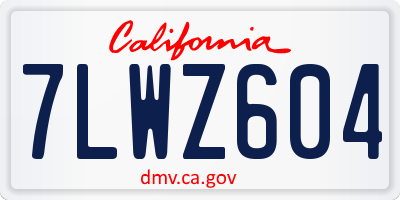CA license plate 7LWZ604