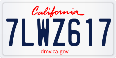 CA license plate 7LWZ617