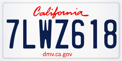 CA license plate 7LWZ618
