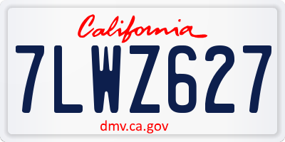 CA license plate 7LWZ627