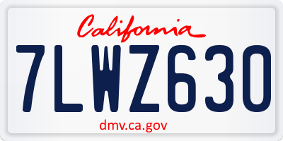 CA license plate 7LWZ630