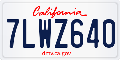 CA license plate 7LWZ640