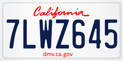 CA license plate 7LWZ645