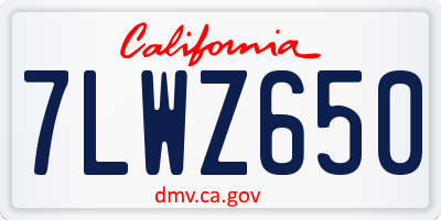CA license plate 7LWZ650
