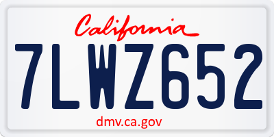 CA license plate 7LWZ652
