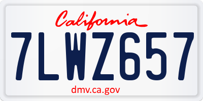 CA license plate 7LWZ657
