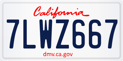 CA license plate 7LWZ667