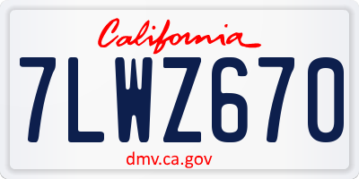 CA license plate 7LWZ670