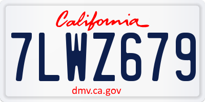 CA license plate 7LWZ679