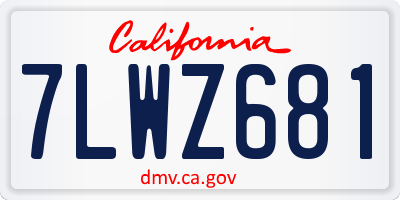 CA license plate 7LWZ681