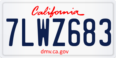 CA license plate 7LWZ683