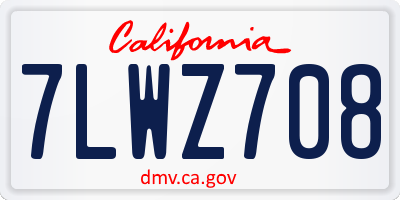 CA license plate 7LWZ708