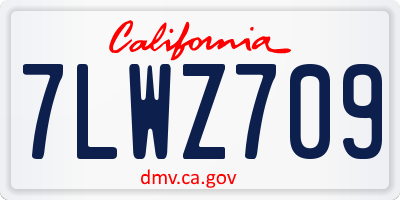 CA license plate 7LWZ709