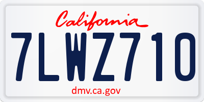 CA license plate 7LWZ710