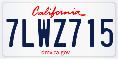 CA license plate 7LWZ715