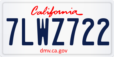 CA license plate 7LWZ722