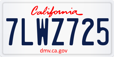 CA license plate 7LWZ725