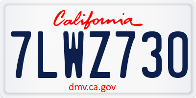 CA license plate 7LWZ730