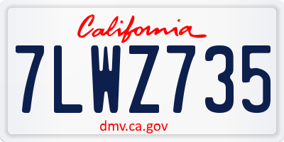 CA license plate 7LWZ735