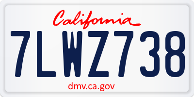 CA license plate 7LWZ738
