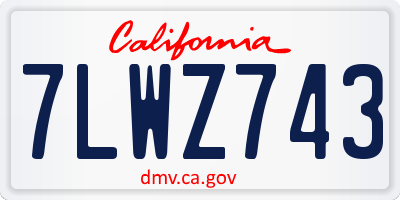 CA license plate 7LWZ743