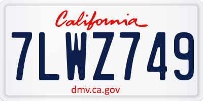 CA license plate 7LWZ749