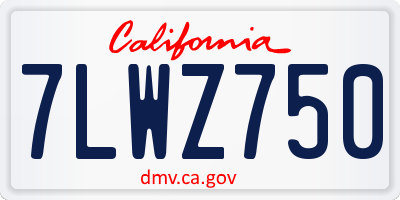 CA license plate 7LWZ750