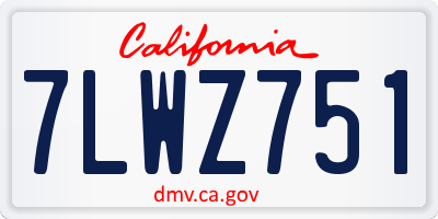 CA license plate 7LWZ751