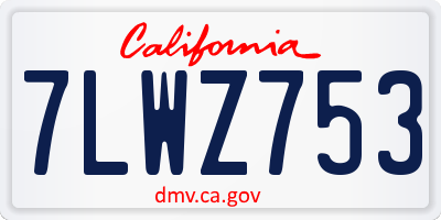 CA license plate 7LWZ753