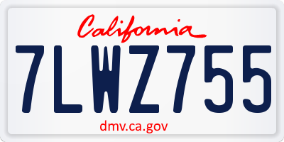 CA license plate 7LWZ755