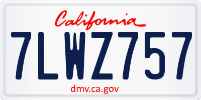 CA license plate 7LWZ757
