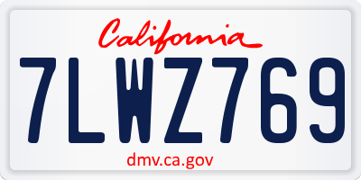 CA license plate 7LWZ769
