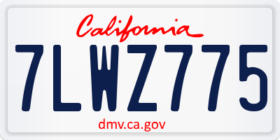 CA license plate 7LWZ775