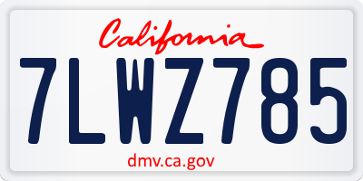 CA license plate 7LWZ785