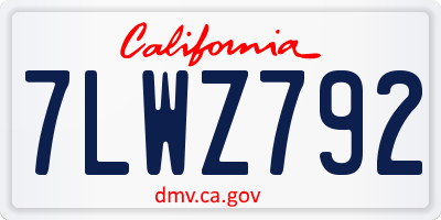 CA license plate 7LWZ792