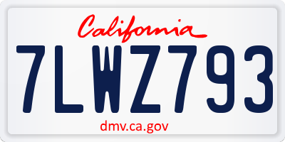 CA license plate 7LWZ793