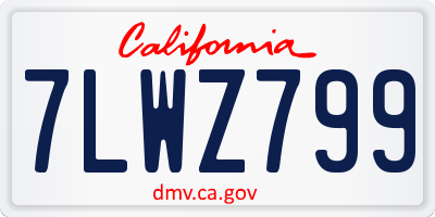 CA license plate 7LWZ799