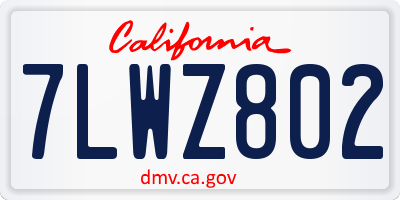 CA license plate 7LWZ802
