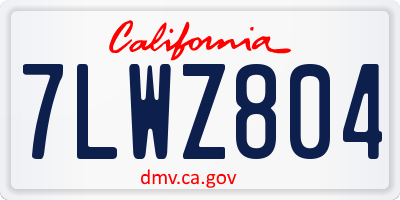 CA license plate 7LWZ804