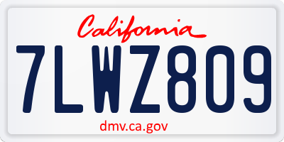 CA license plate 7LWZ809