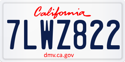 CA license plate 7LWZ822