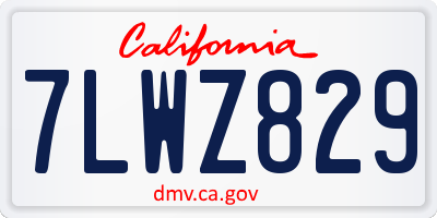 CA license plate 7LWZ829