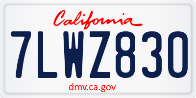 CA license plate 7LWZ830